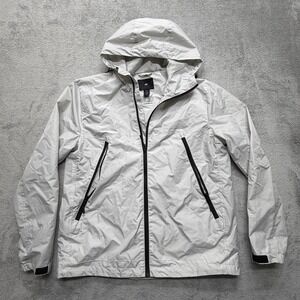 H&M Jacket Mens Medium Light Gray Hooded Windproof Full‎ Zip Techwear Mesh Lined